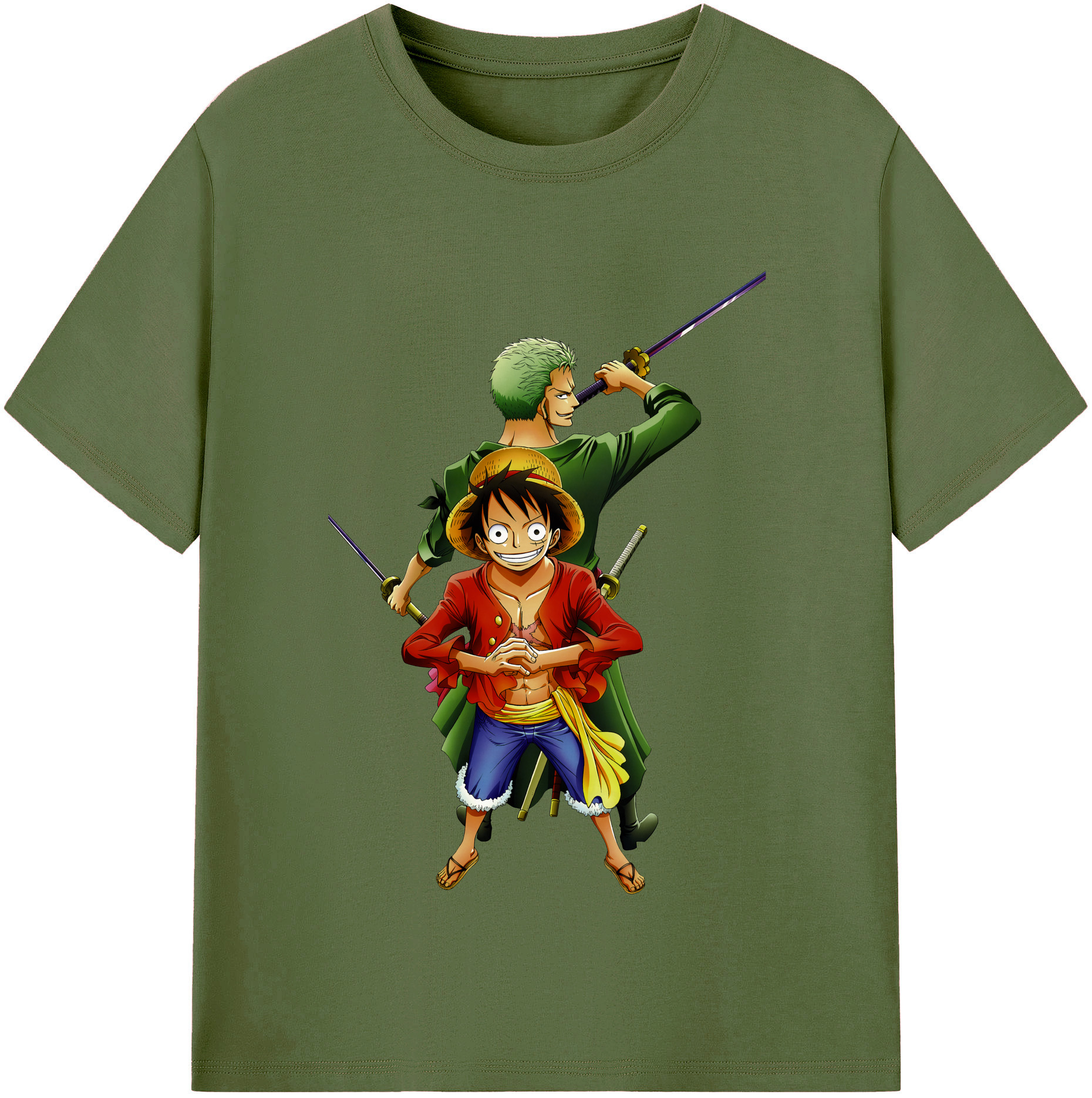 ワンピース モンキー・D・ルフィ ONE PIECE Monkey D. Luffy 綿100％半袖Tシャツ（フロントプリント）